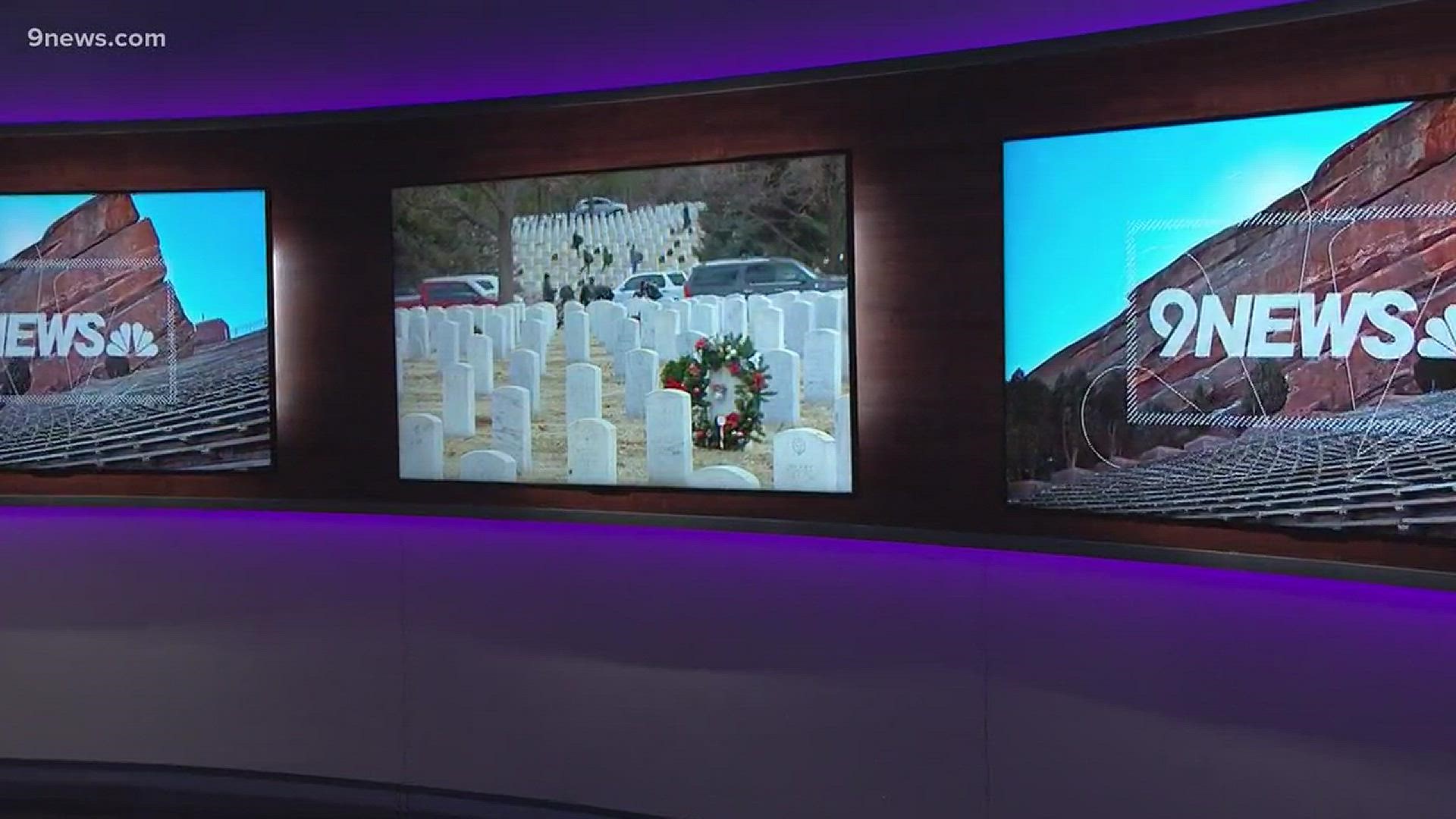 Thousands of veterans' graves were decorated with Christmas wreaths on National Wreaths Across America Day.