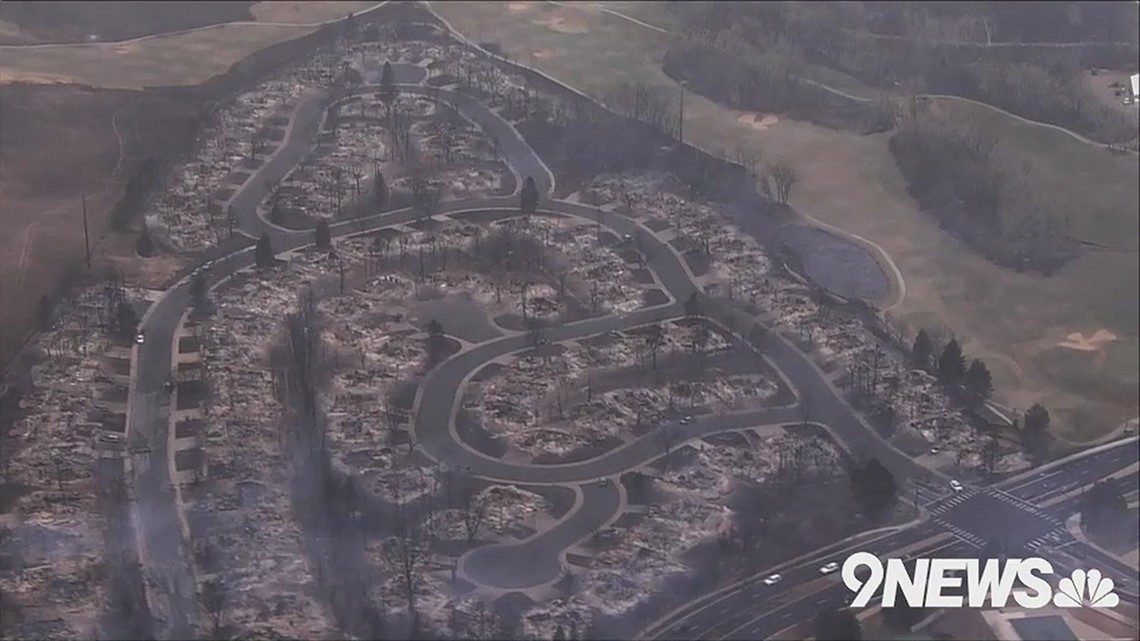 Aerial video of Marshall Fire's destruction