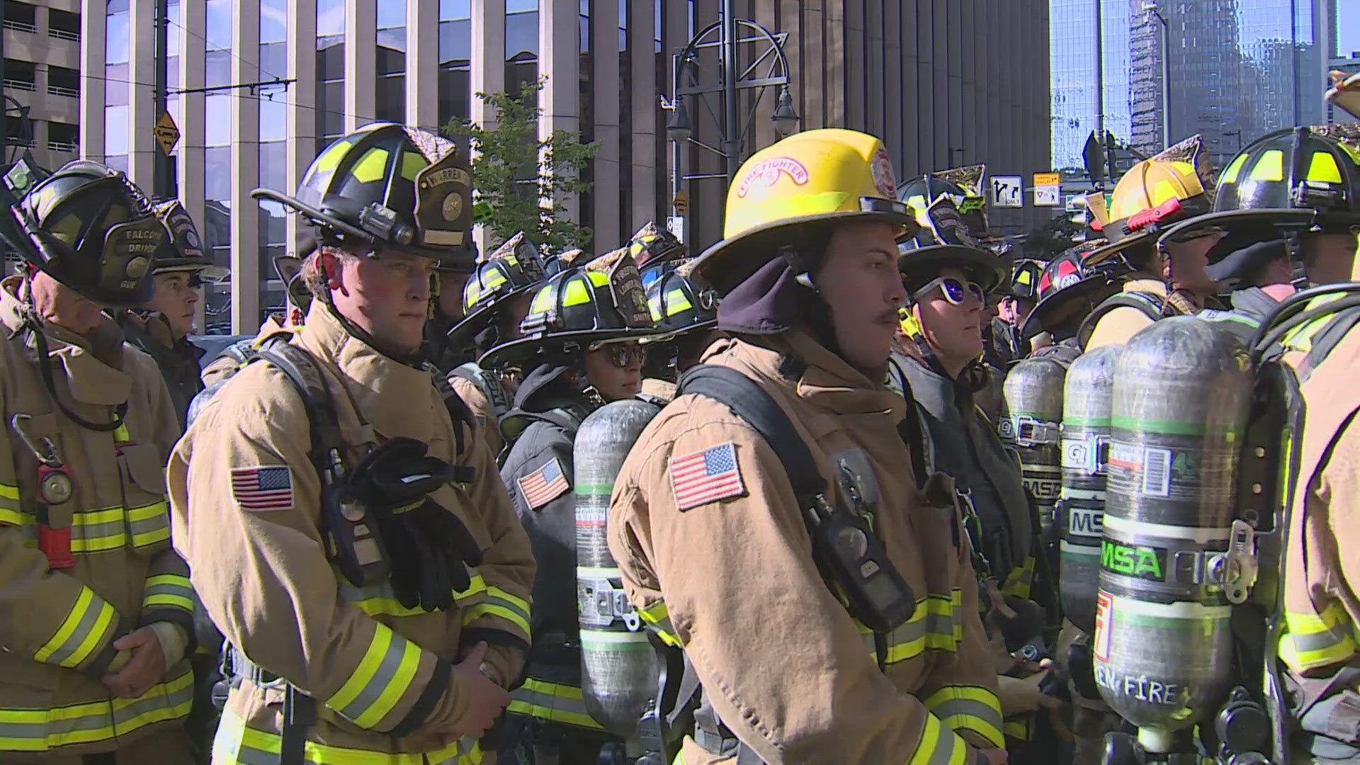 Firefighters from 13 states and all across Colorado climbed up 110 flights of stairs to represent the 110 floors of the World Trade Center.