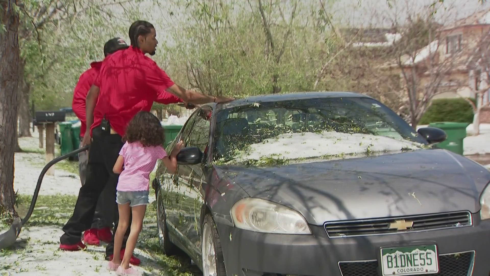 Neighbors in Green Valley Ranch are thankful the sun came out Friday after a major hail storm Thursday.
