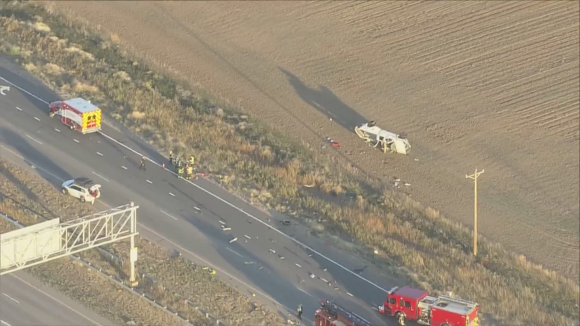 Greeley Police said the crash happened around 6:45 a.m. Friday on Highway 34 near Highway 256. Three people were ejected from the vehicle involved.