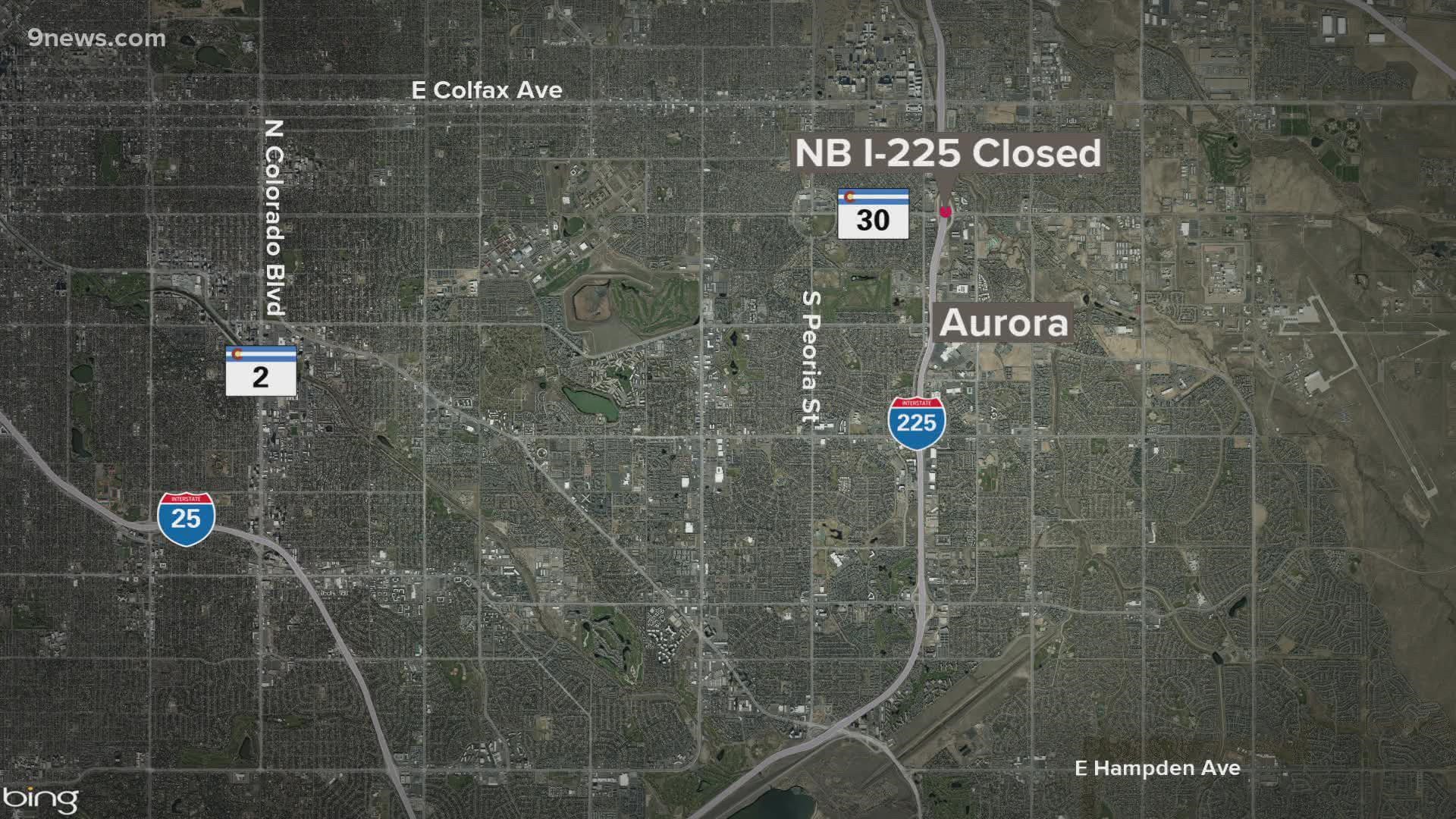 A serious injury crash Sunday night caused an hours-long closure on northbound I-225 at 6th Avenue in Aurora.