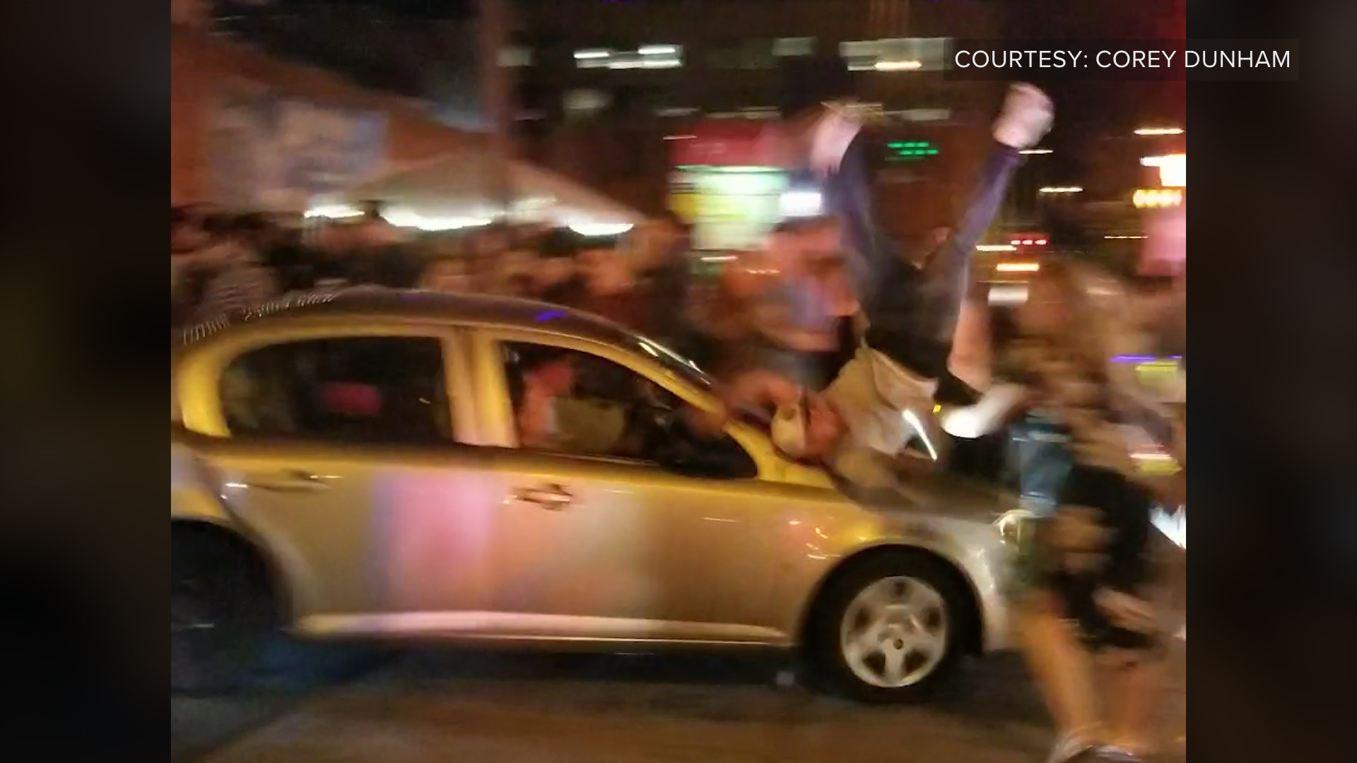 Investigators have identified the suspect in a hit-and-run where a car crashed into two people after a fight broke out in a busy area of Lower Downtown early Sunday morning, according to the Denver Police Department.