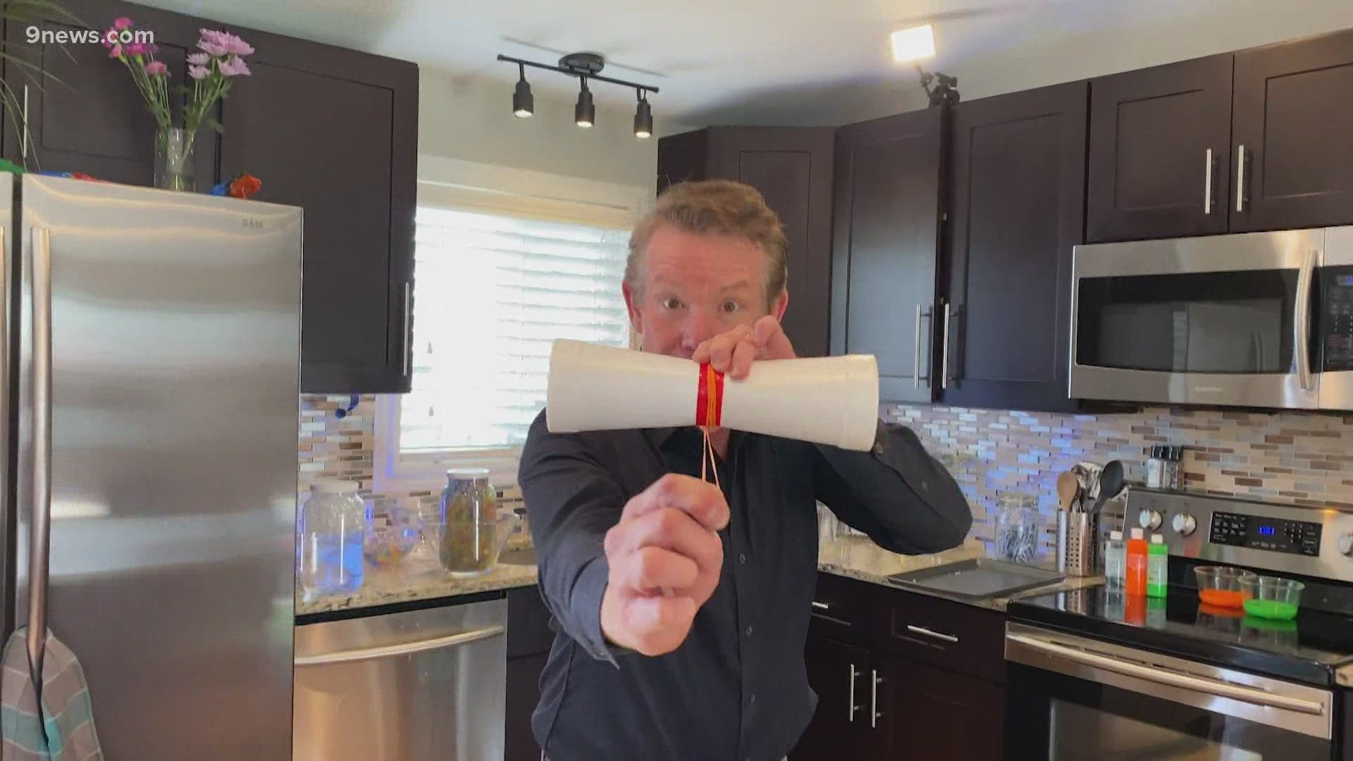 With all this heat, you might need something fun to do inside with the kids. Steve Spangler shows how to make cups fly with rubber bands and styrofoam cups.