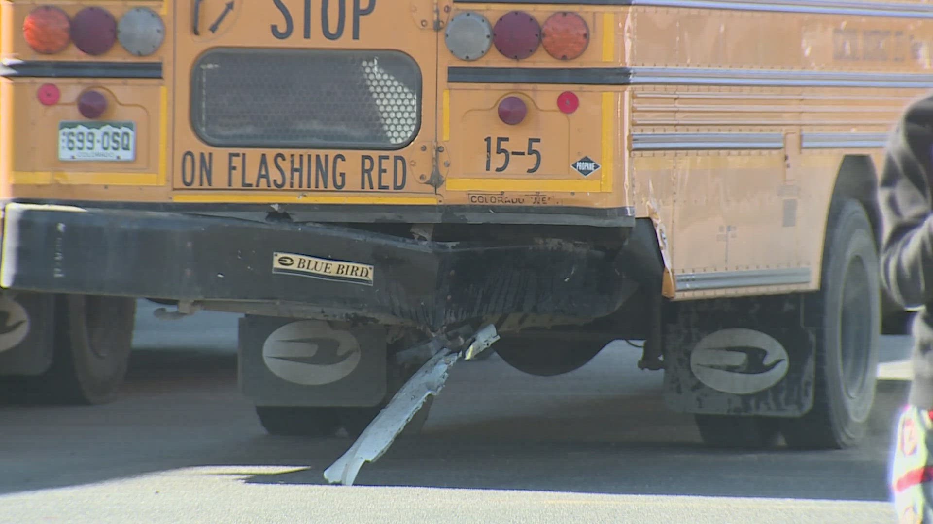 No students reported serious injuries, according to the 27J School District. The driver of the other vehicle was taken by ambulance to a hospital.