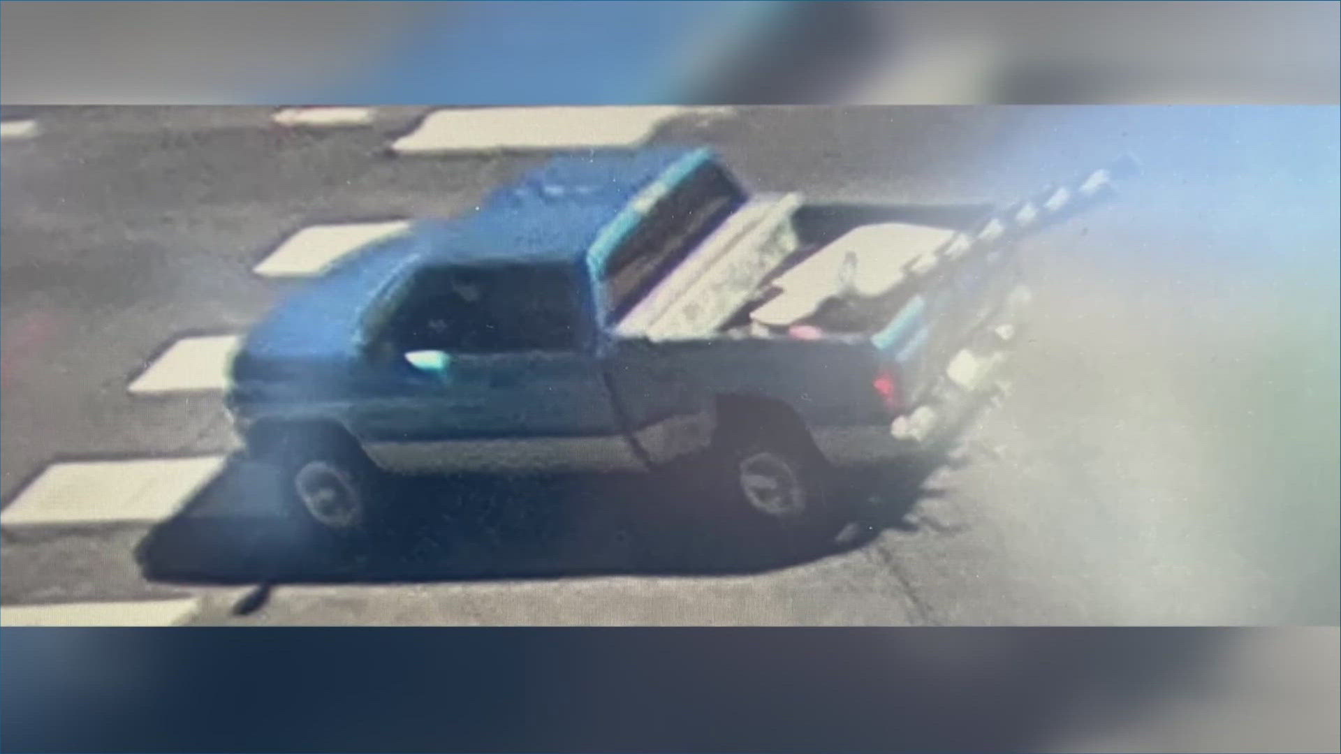 Lakewood Police are searching for the driver of a blue truck who hit a motorcyclist over the weekend and then drove away.