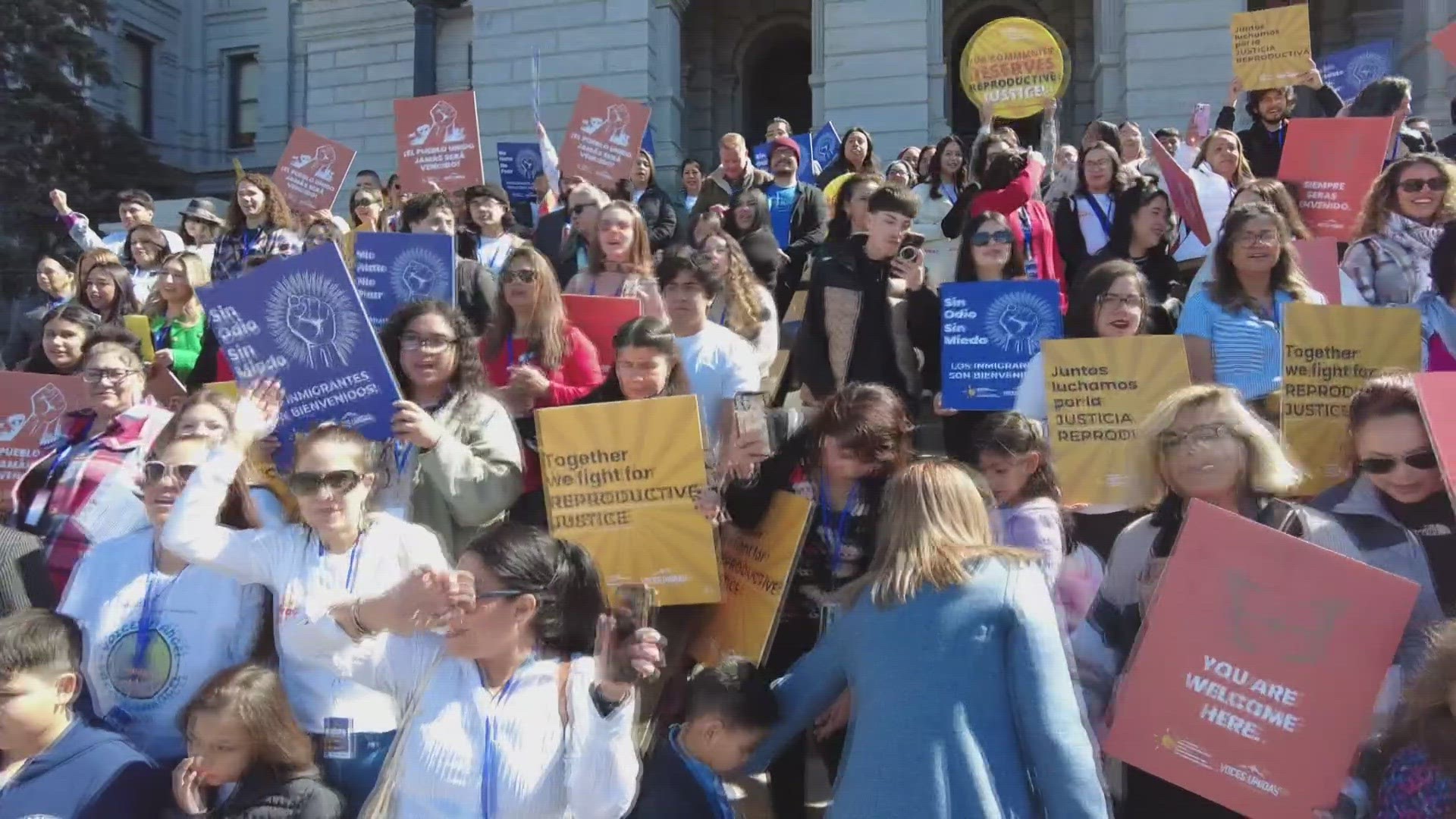 People lobbied at the Capitol Monday for equitable legislation that they say would benefit the Latino/a community in Denver.