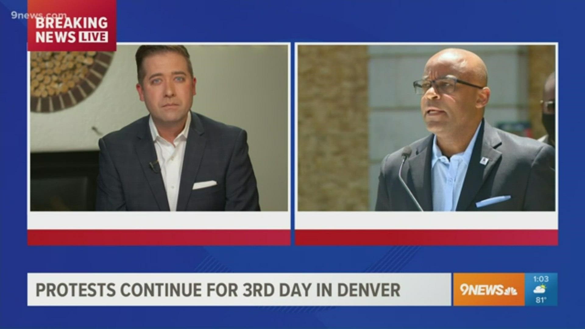 Denver Mayor Michael Hancock announced a curfew that will go from 8 p.m. to 5 a.m. through Monday morning during a press conference on Saturday.