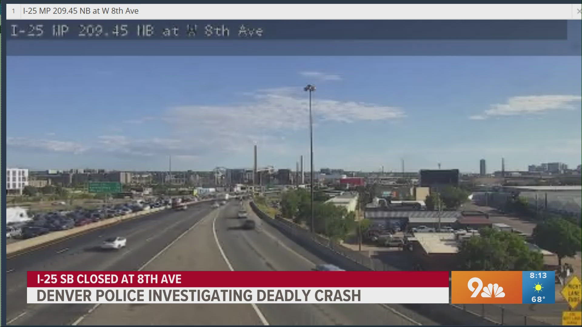 Four-car crash slows traffic on southbound I-25 in Denver | 9news.com
