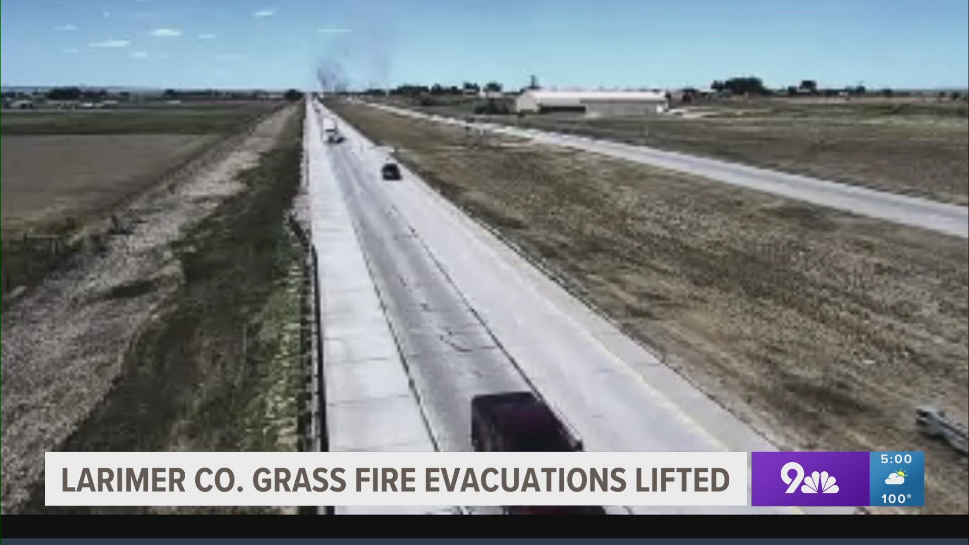 The fire closed portions of Interstate 25 Saturday afternoon.