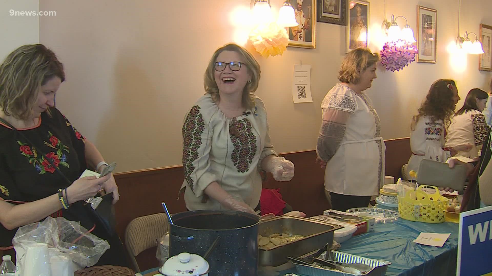 Church members with family in Ukraine made food and other items for the fundraiser at the Ukrainian Catholic church in north Denver.