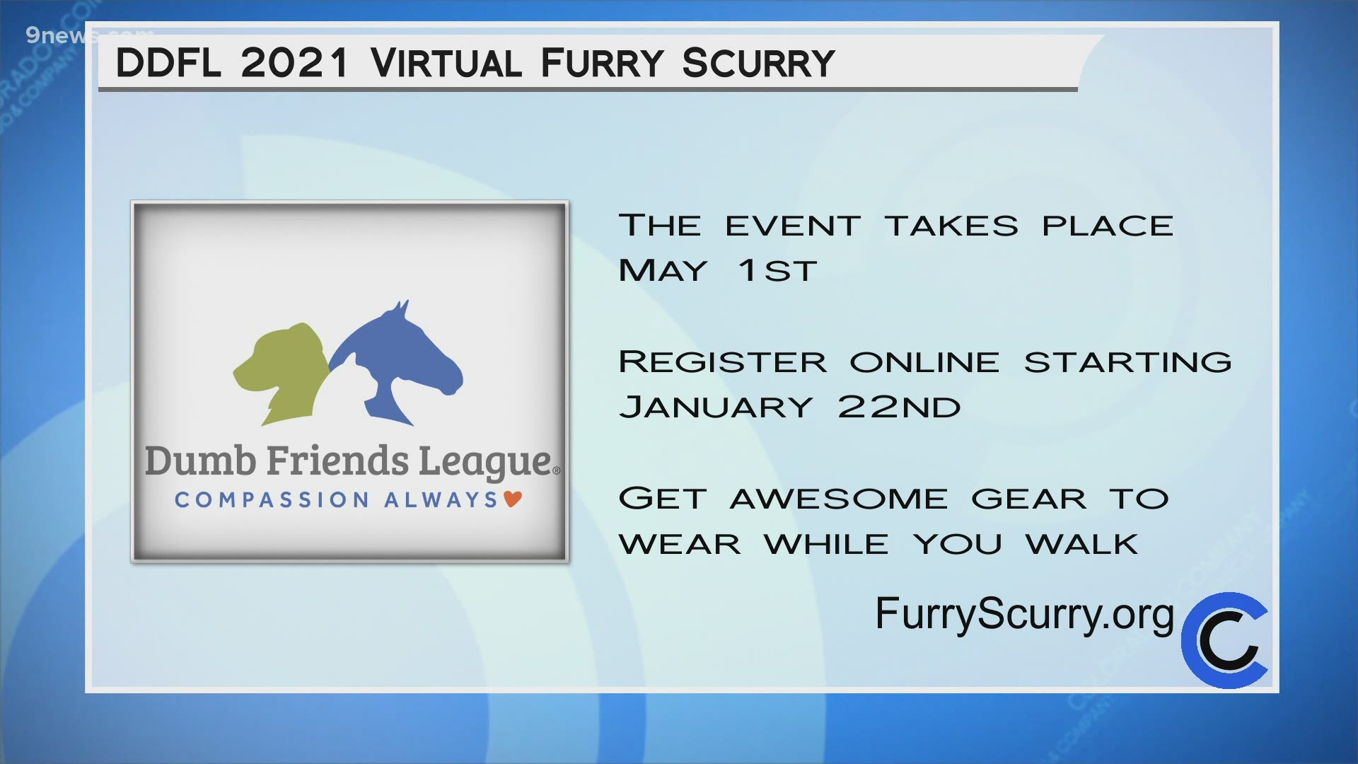 Register online for the Virtual Furry Scurry through February 1st to get the early bird registration fee of just $35. Learn more at FurryScurry.org.