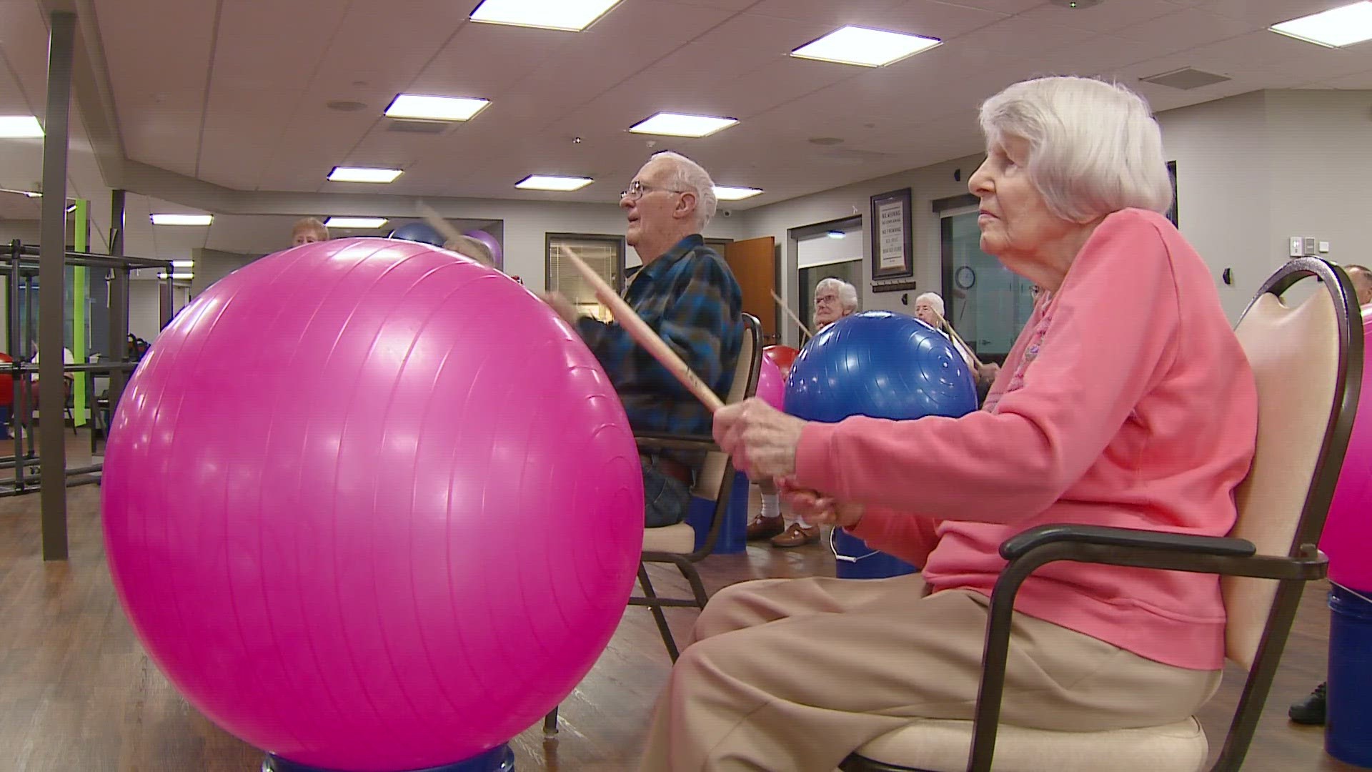 Two days a week, in a drum class at Good Samaritan Society Loveland Village's Wellness Center, retirement community residents turn into rock stars.