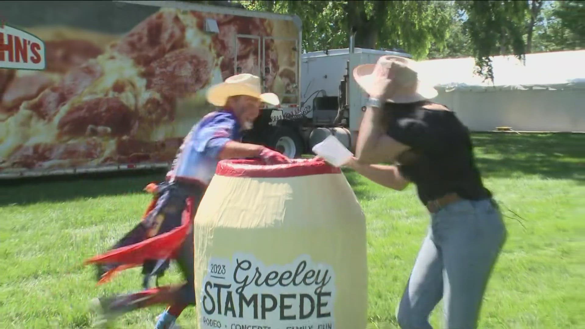 It's one of the riskiest jobs at the rodeo, see barrel man extraordinaire JW Winklepleck in the rodeo arena at the Greeley Stampede. Get more at GreeleyStampede.com.