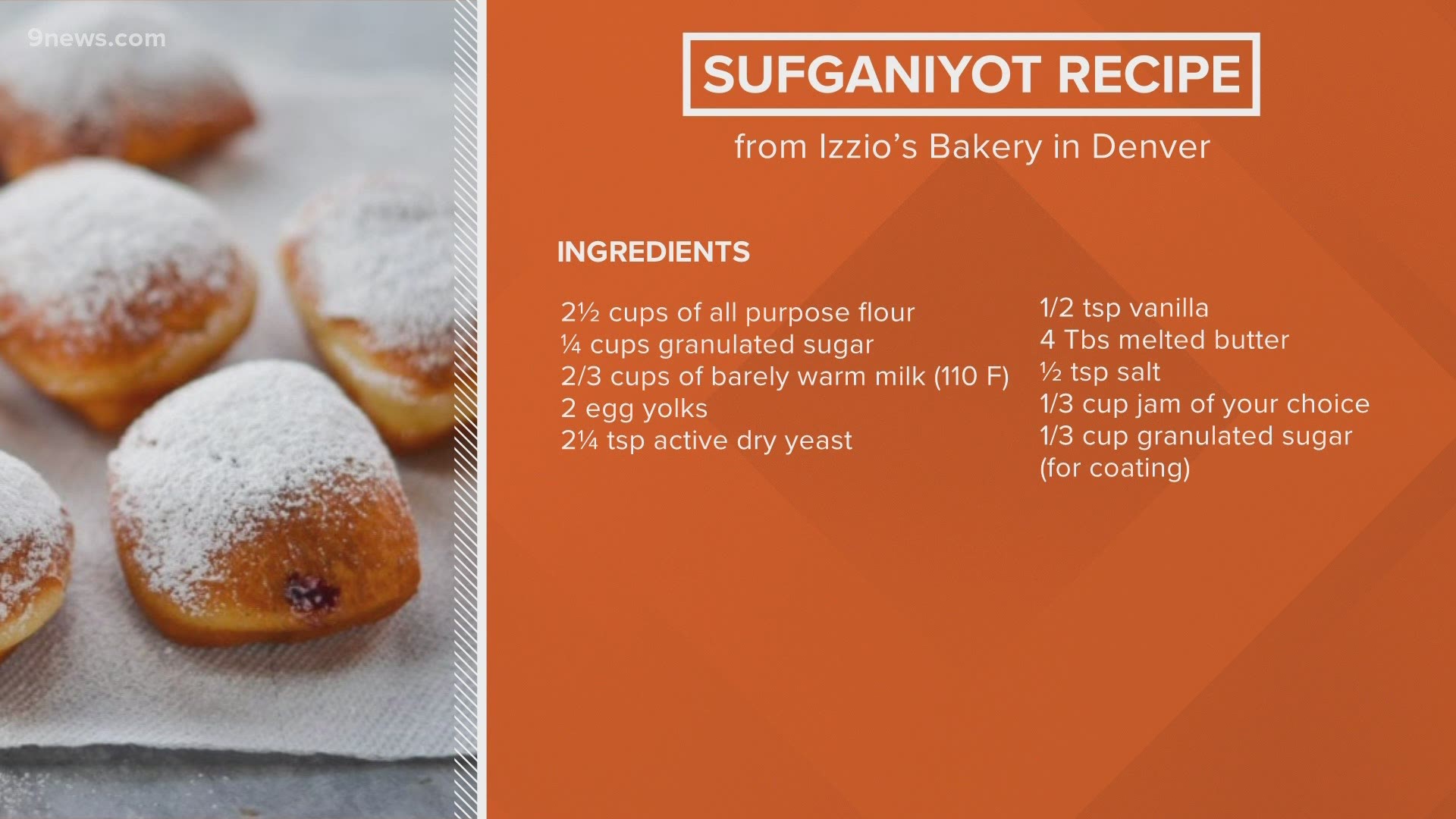 Izzio Bakery shares a Hanukah treat with its recipe for sufganiyot, or Israeli doughnuts.