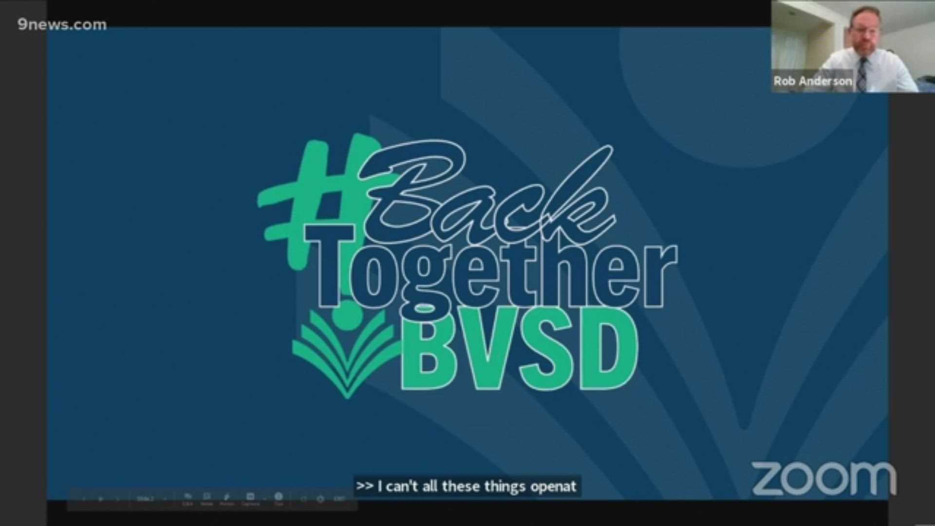 The BVSD said students will be taking online classes two days a week and attending in-person classes two days a week. The fifth day will be a work day.