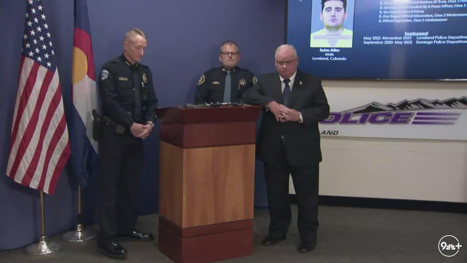 Loveland Police Chief Timothy Doran and Larimer County Sheriff John Feyen provided information about the investigation and arrest of former officer Dylan Miller.