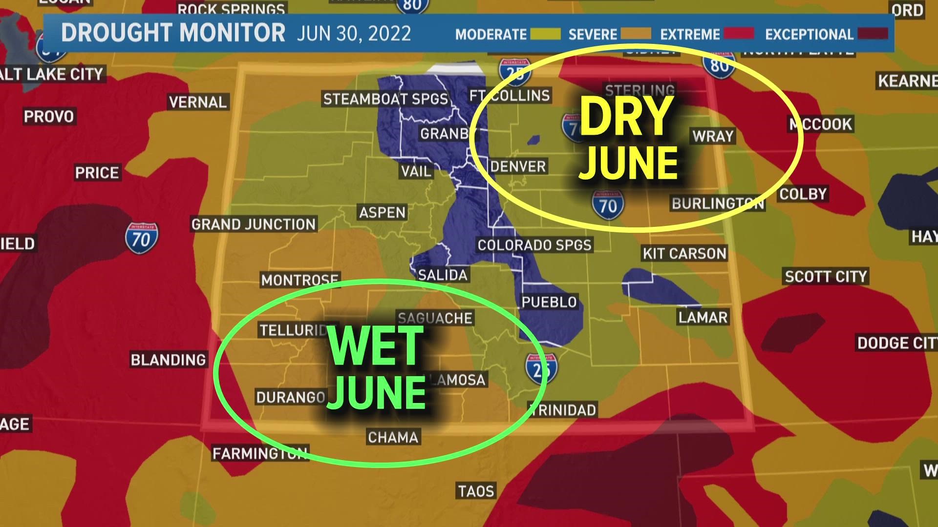 The drought in Colorado continues to revolve around the seasons, and the most recent changes are a reflection of the monsoon.