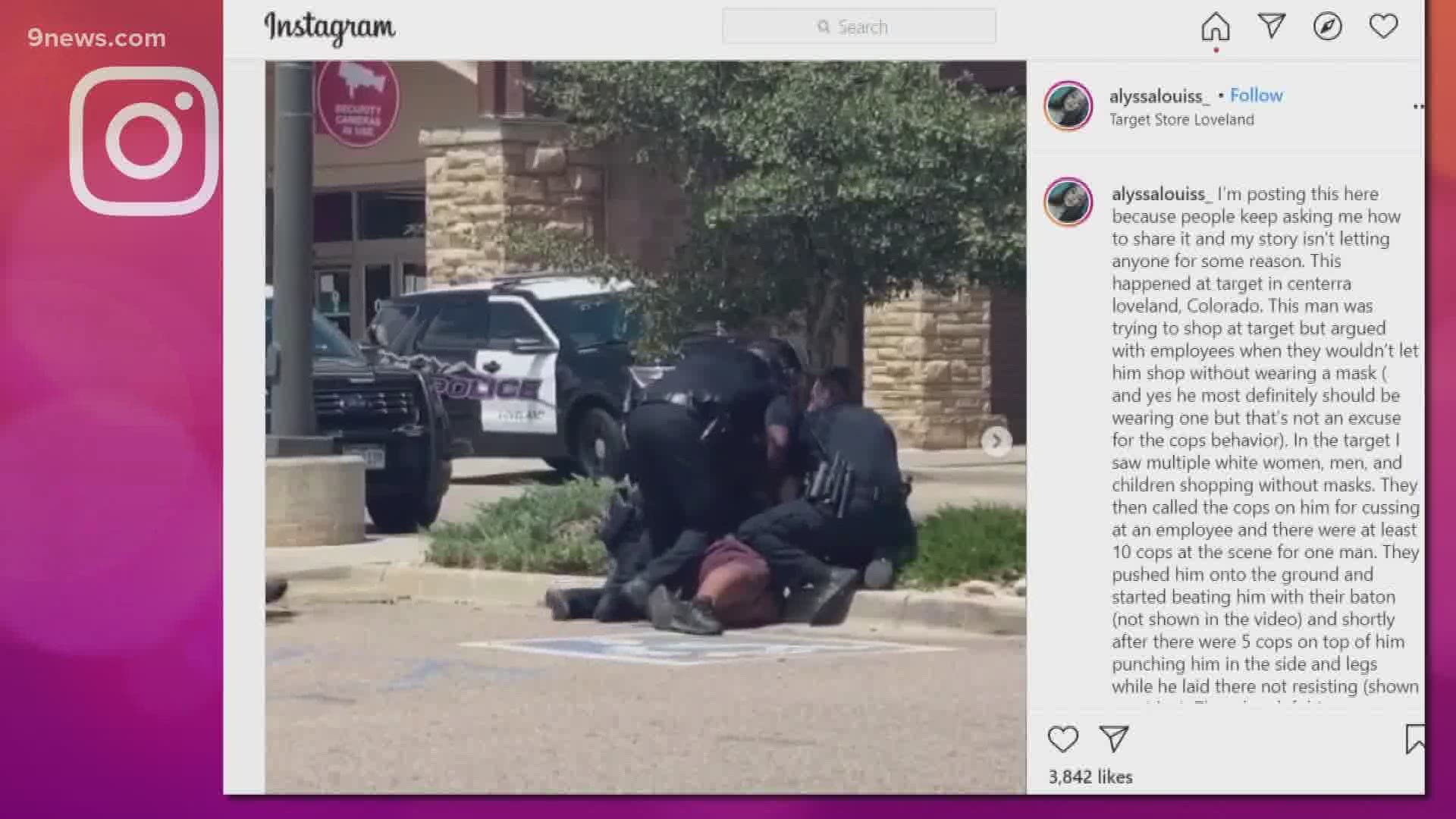 The person who posted video of the arrest on Instagram said police were called because the man was not wearing a mask and arguing with store employees.