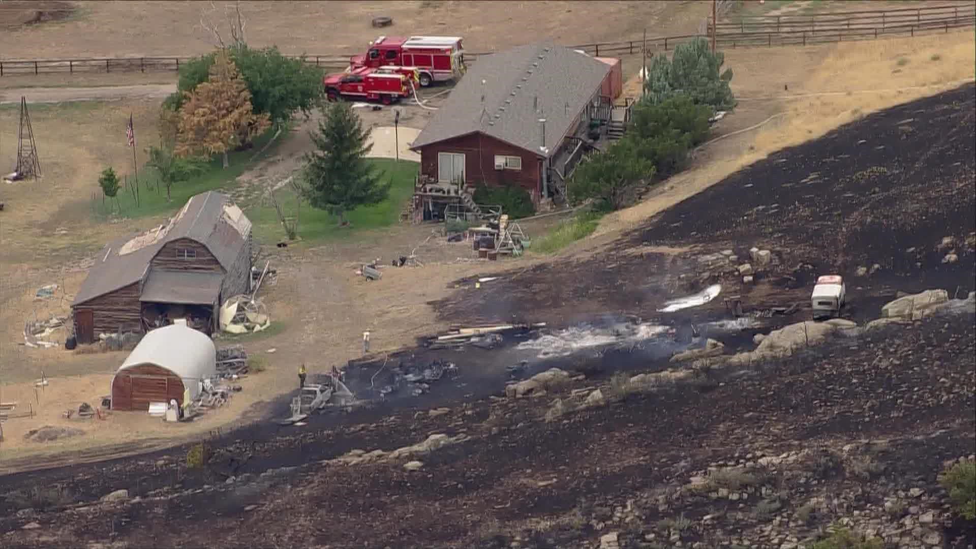 Berthoud Fire Protection District said the fire estimated to be about 8 acres was first reported just before noon Sunday.