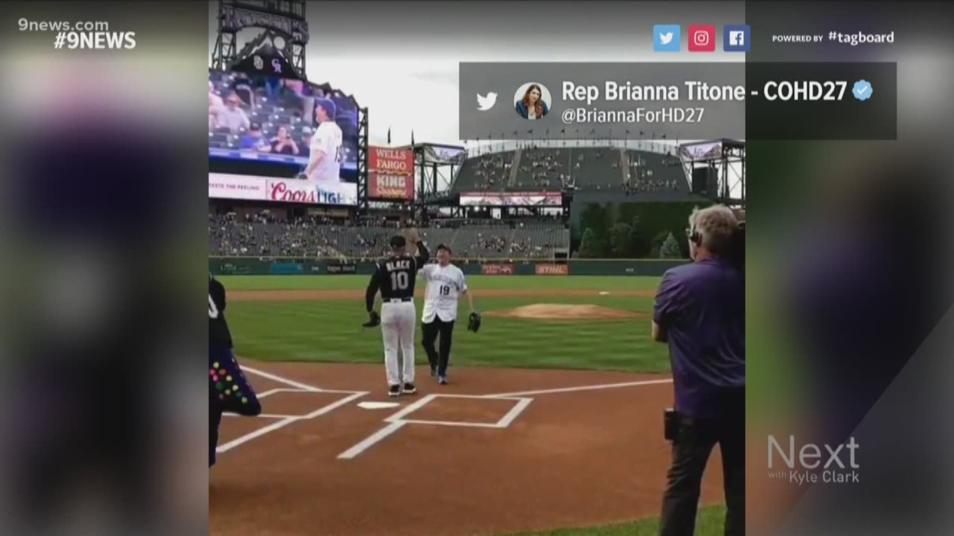 Colorado Gov. Jared Polis, a known baseball fan, has got a throwing arm we never knew about. Look at the first pitch he threw out at the Rockies game on June 15.