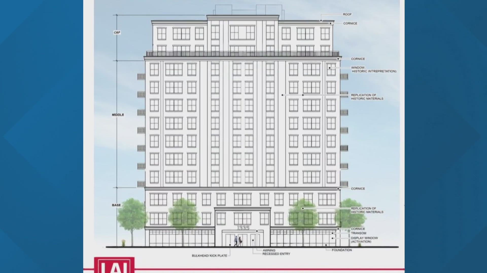 The city's Landmark Preservation Commission turned down a proposal from a church to build an apartment complex in its downtown parking lot.