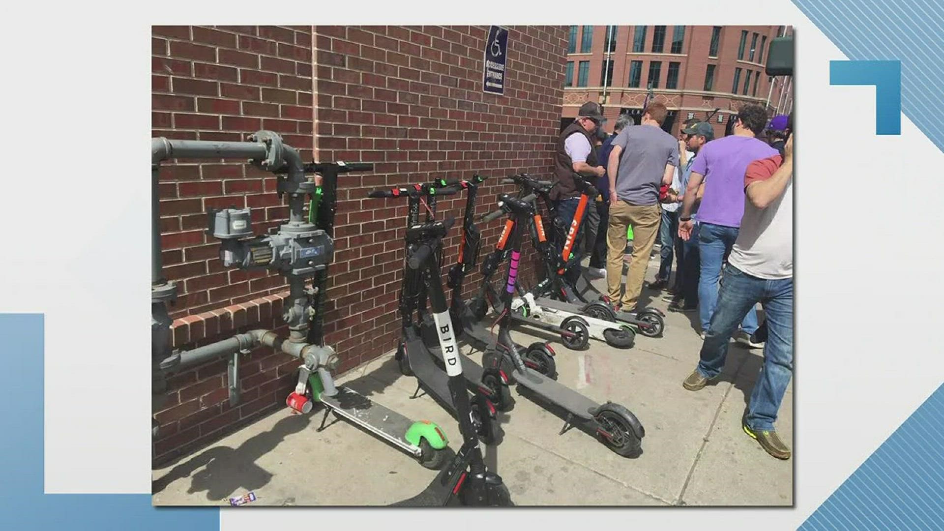 Since parking was upwards of $60 in lots near Coors Field, it makes sense that many fans chose not to drive to the game. Quite a few of them opted to take scooters instead.