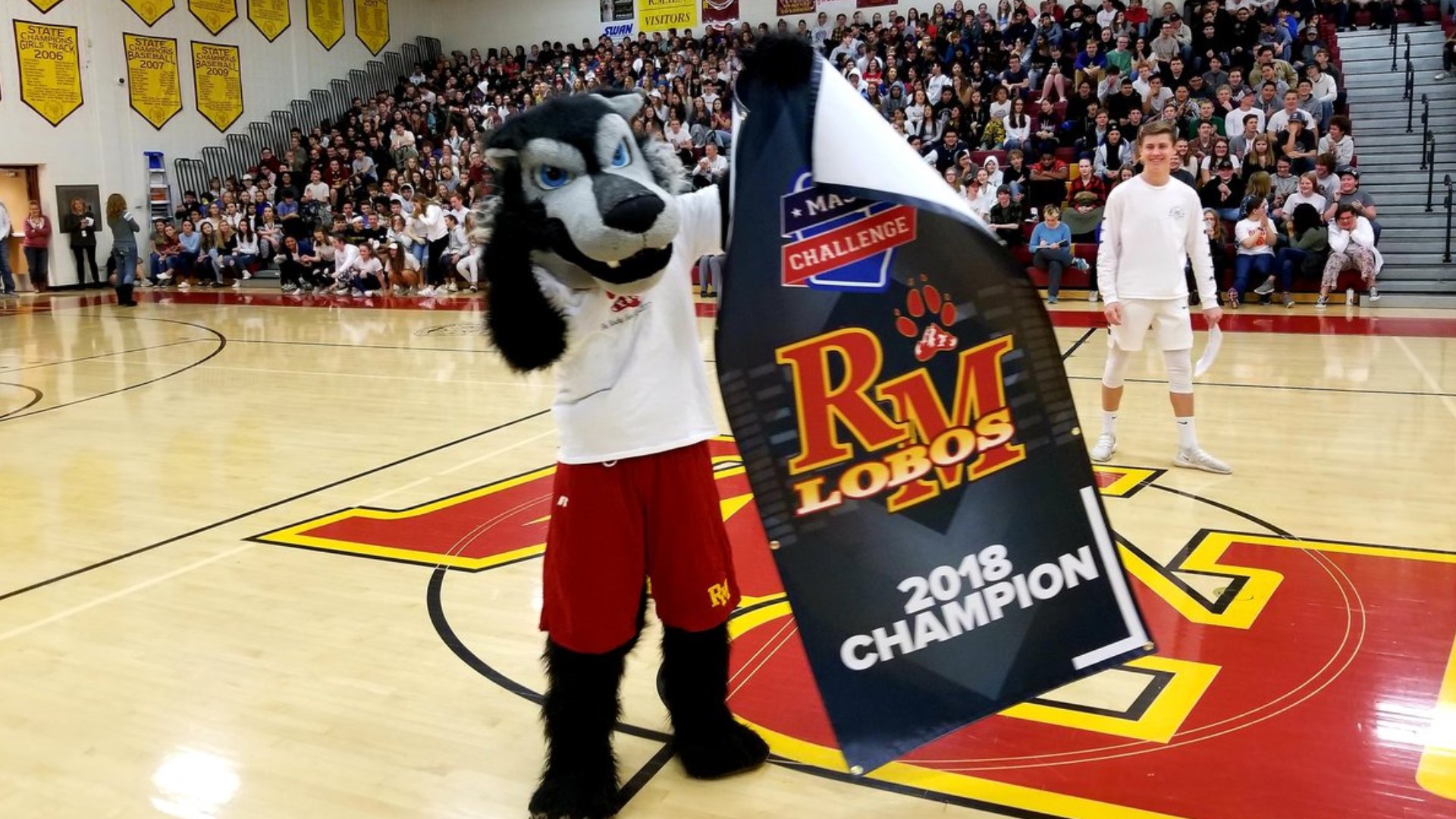 The 9Preps team presented Rocky Mountain the inaugural Mascot Challenge championship banner