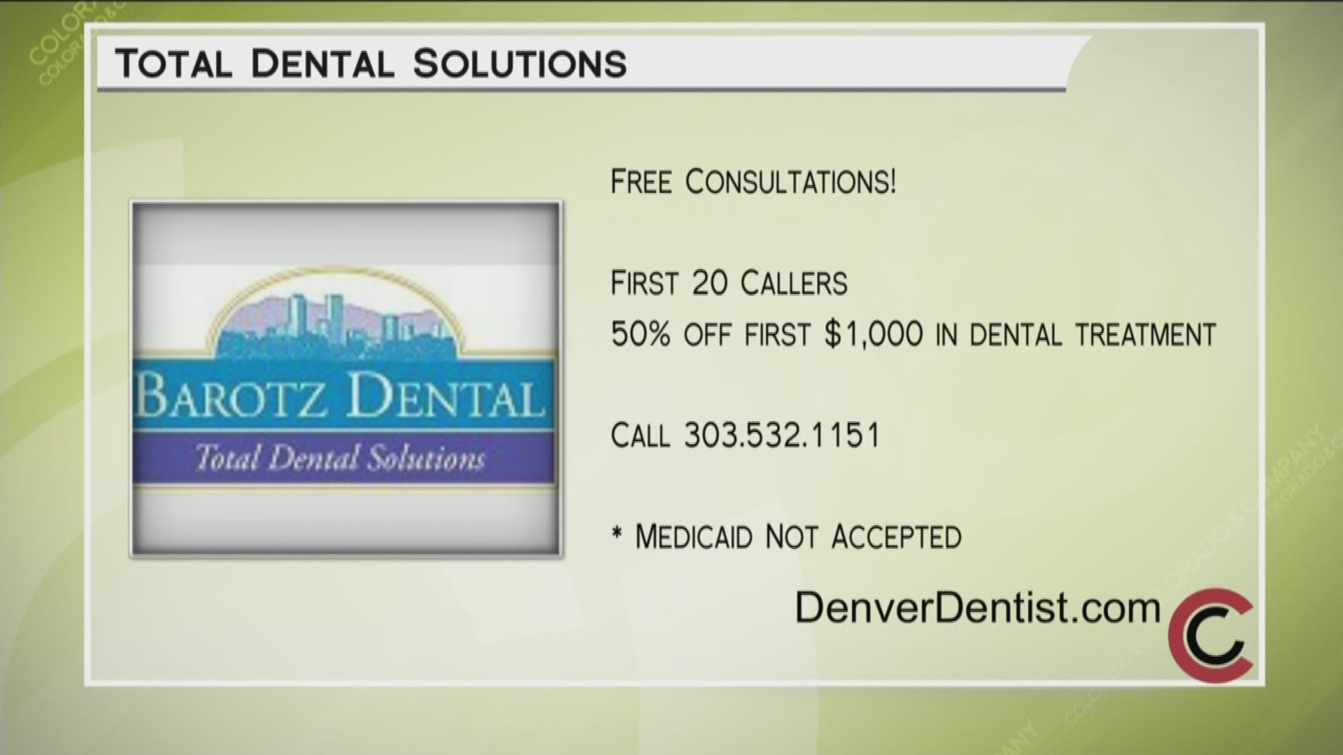 Find out what Dr. Barotz can do for you by calling 303.532.1151, or online at www.DenverDentist.com.