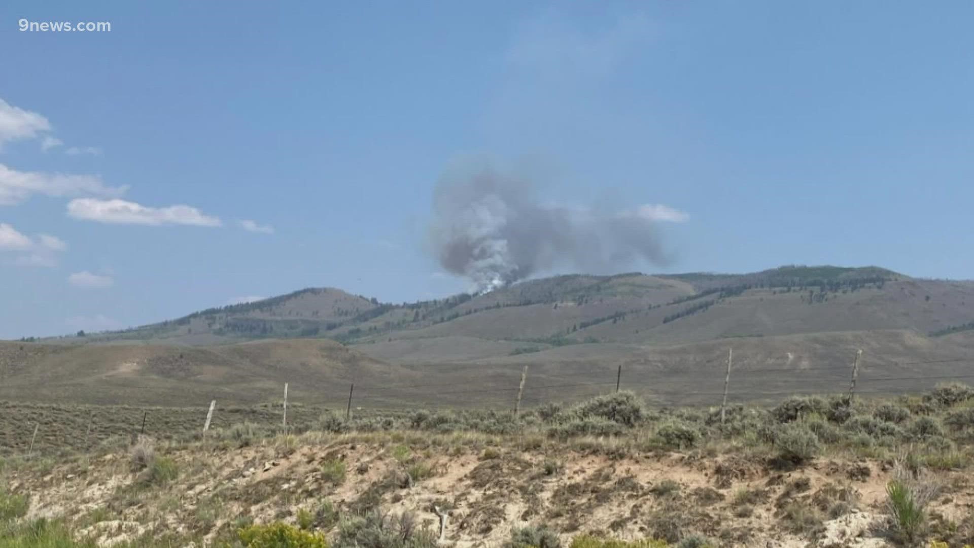 No evacuation orders have been made, and the fire is currently burning off County Road 2.