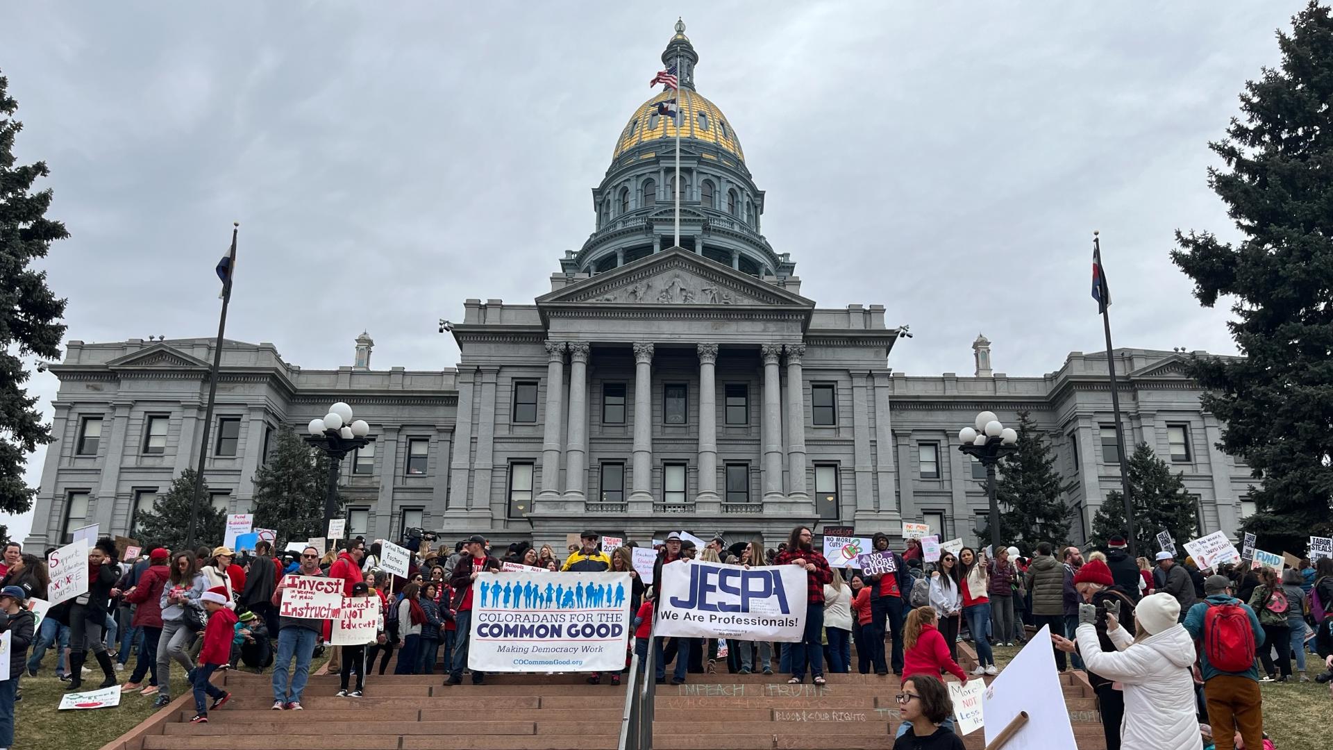 Hundreds rally at Colorado State Capitol to protest education funding ...