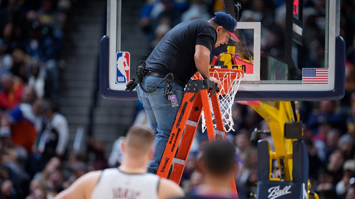 Crooked rim delays Boston Celtics-Denver Nuggets game | 9news.com