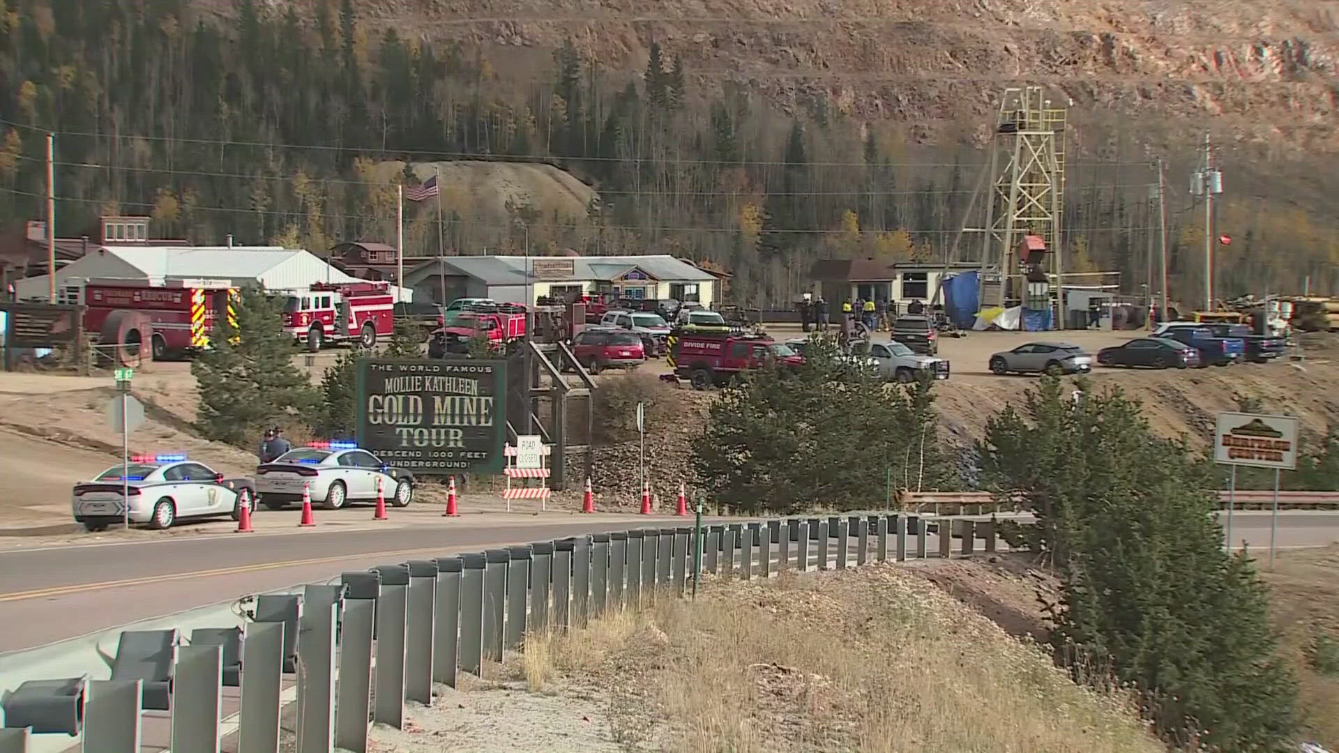 Cripple Creek's fire chief said two tourists climbed up a ladder to alert workers after an elevator malfunction at the Mollie Kathleen Gold Mine.