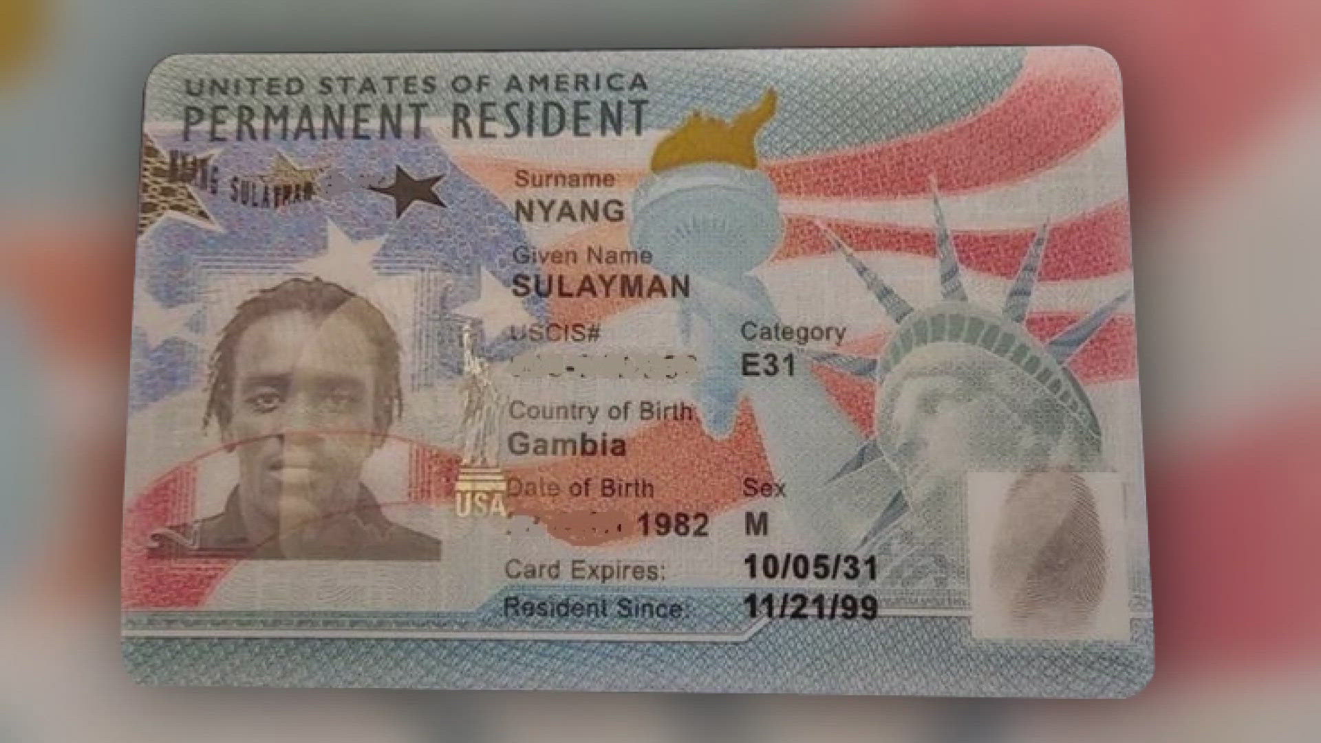 Sulayman Nyang was detained at Chicago O'Hare International Airport on Thursday.