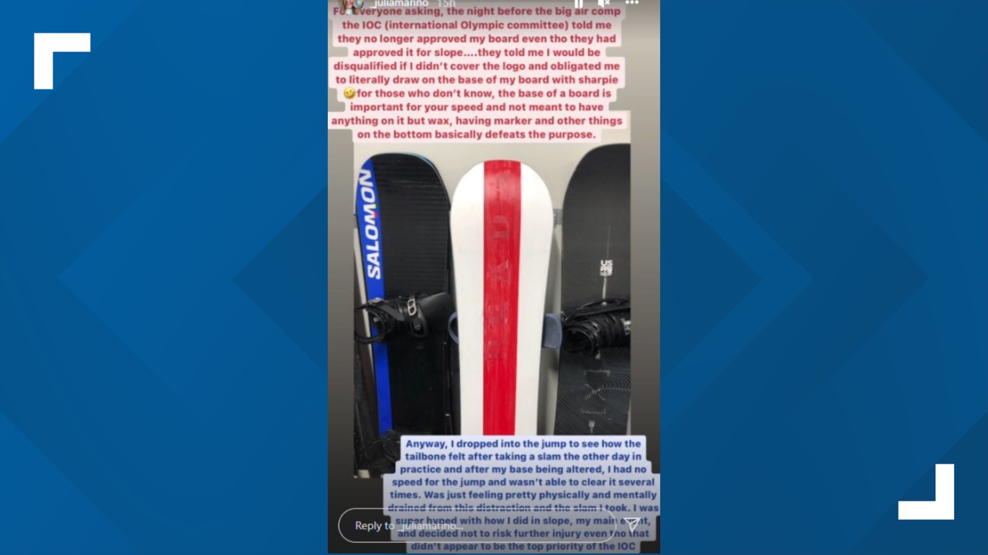 Julia Marino says IOC disallowed her Prada snowboard