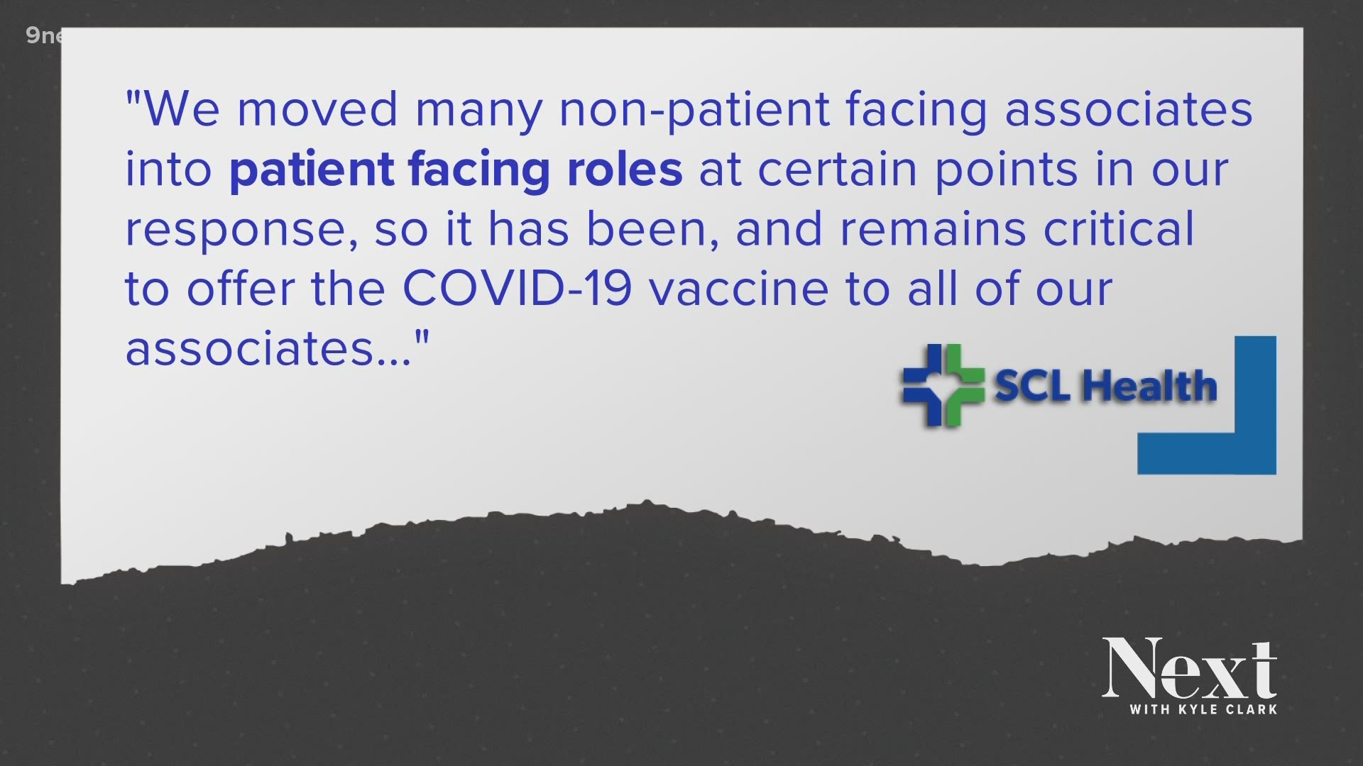 Denver Health's chief medical officer said those who see patients were the high priority, but other roles, including food workers, do come in contact with patients.