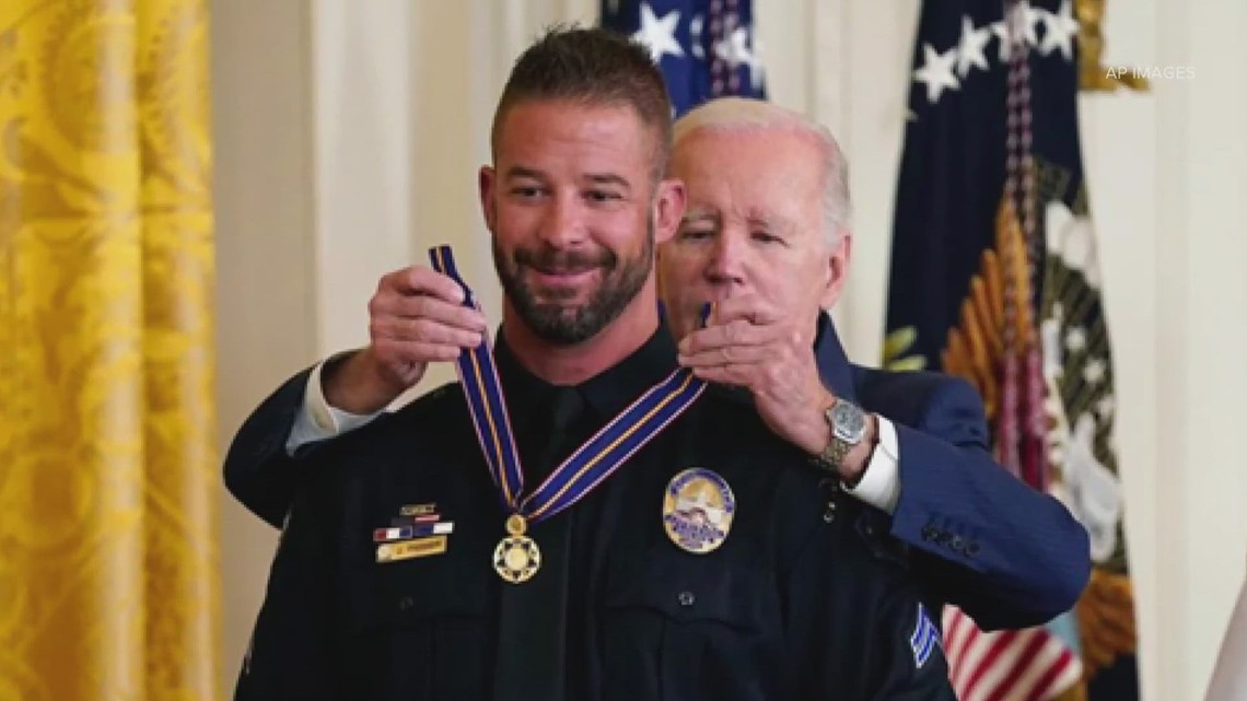 Littleton police officer receives medal of valor for bravery | 9news.com
