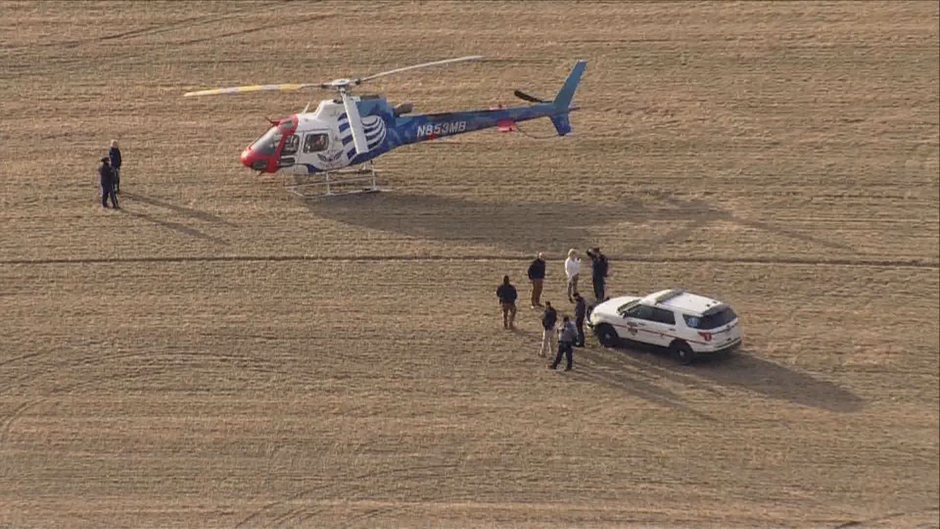 No one was injured when the helicopter made an emergency landing after hitting a bird near Fort Morgan Tuesday.