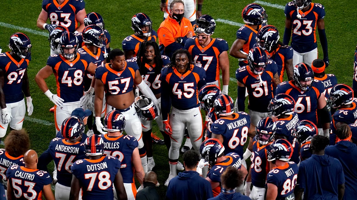 Denver Broncos defensive lineman Jonathan Harris (92) plays against the  Tennessee Titans during the first half of an NFL football game Sunday, Nov.  13, 2022, in Nashville, Tenn. (AP Photo/Mark Zaleski Stock