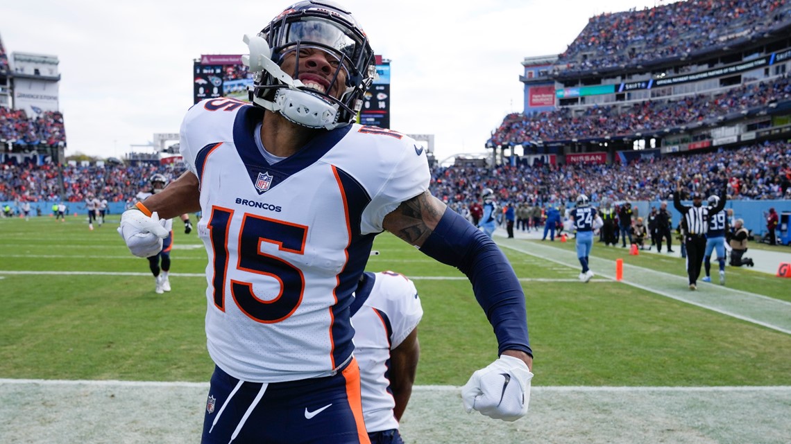 Denver Broncos linebacker Josey Jewell (47) plays against the Tennessee  Titans during the second half of an NFL football game, Sunday, Nov. 13,  2022, in Nashville, Tenn. (AP Photo/Mark Zaleski Stock Photo - Alamy