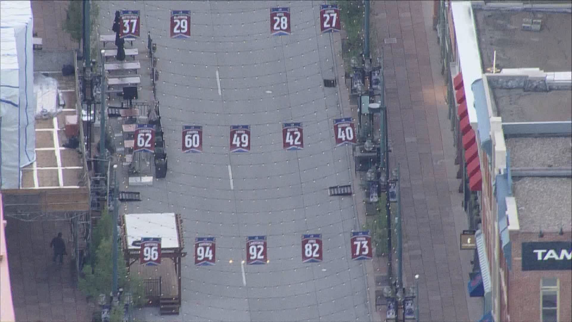 The Colorado Avalanche are back in the NHL playoffs and Denver's Larimer Square is ready and decorated.