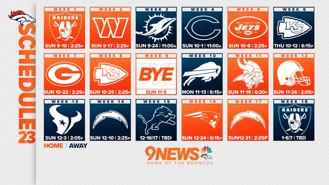 Denver Broncos schedule: Dates and times for all 17 games this season