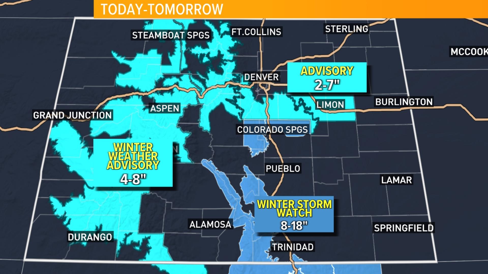 Colorado weather is busy with two chances for snow over the next few days, the first of which arrives tonight.