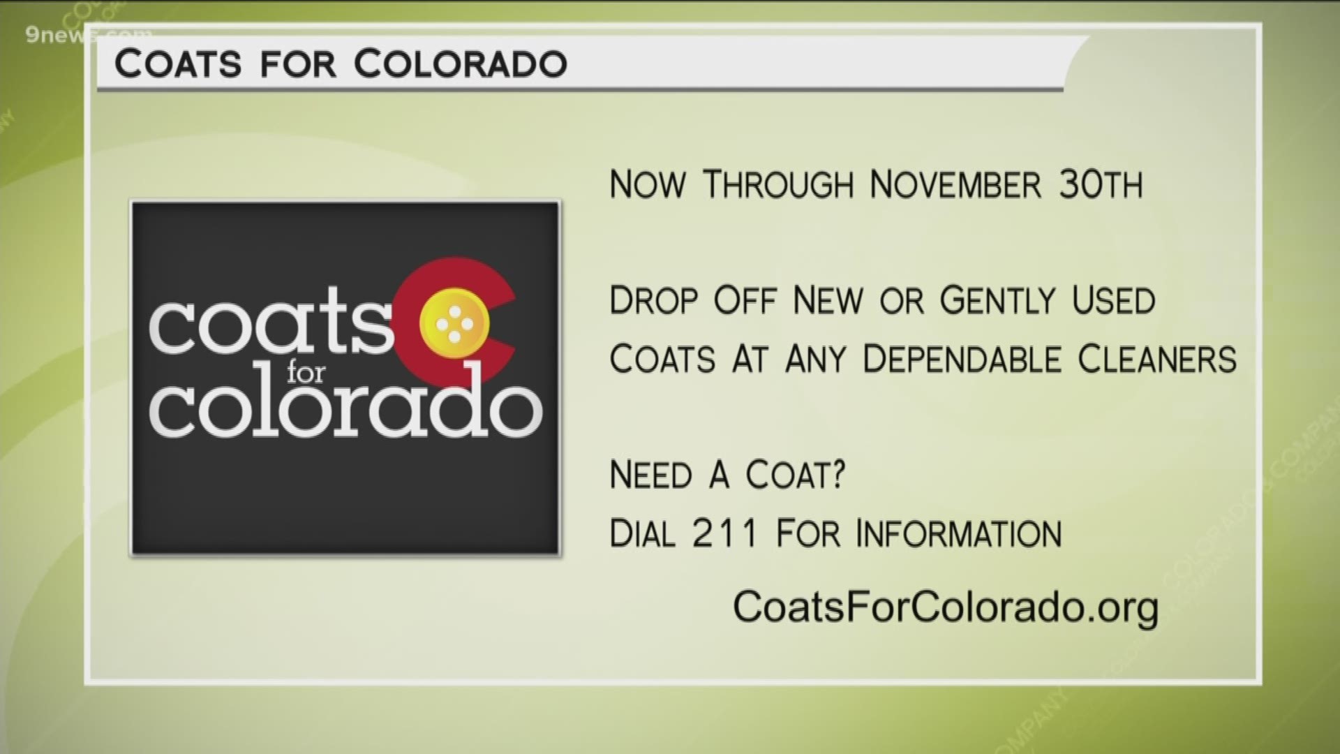 Donate your new or gently used coats to any Dependable Cleaners location and help families stay warm this winter. Learn more at www.CoatsForColorado.org.