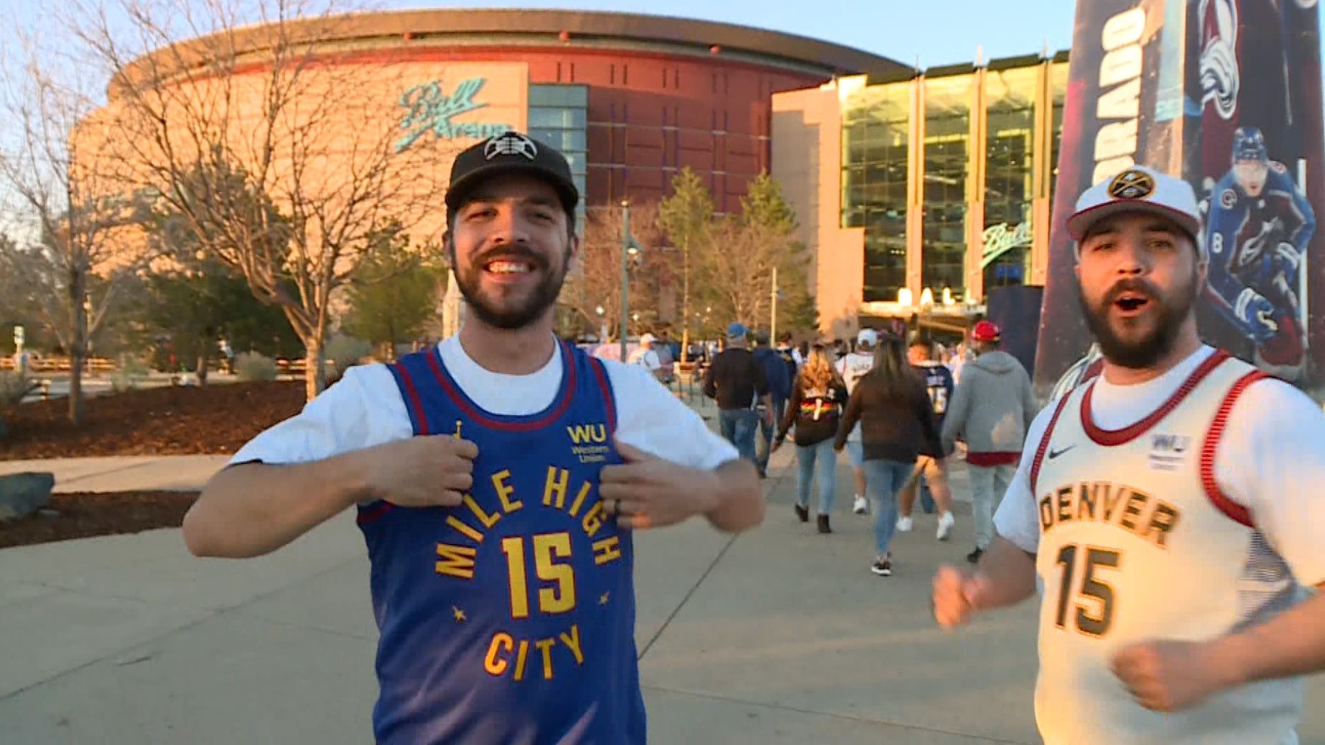 Fans outside Ball Arena give their playoff predictions ahead of Game 1 Sunday night.