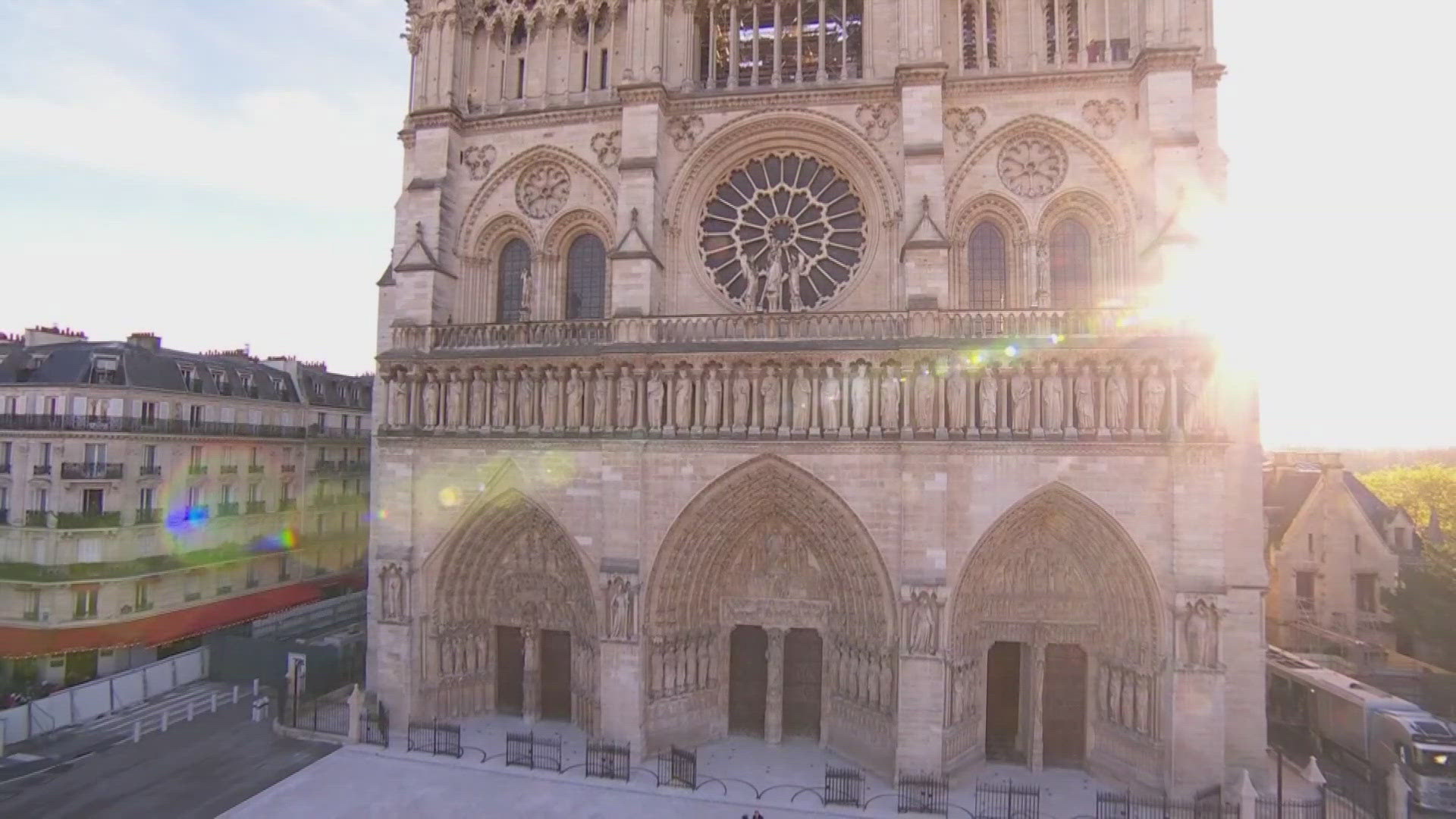 The cathedral's bright, cream-colored limestone walls look brand new, cleaned not only of dust from the fire but also of grime that had accumulated for centuries.