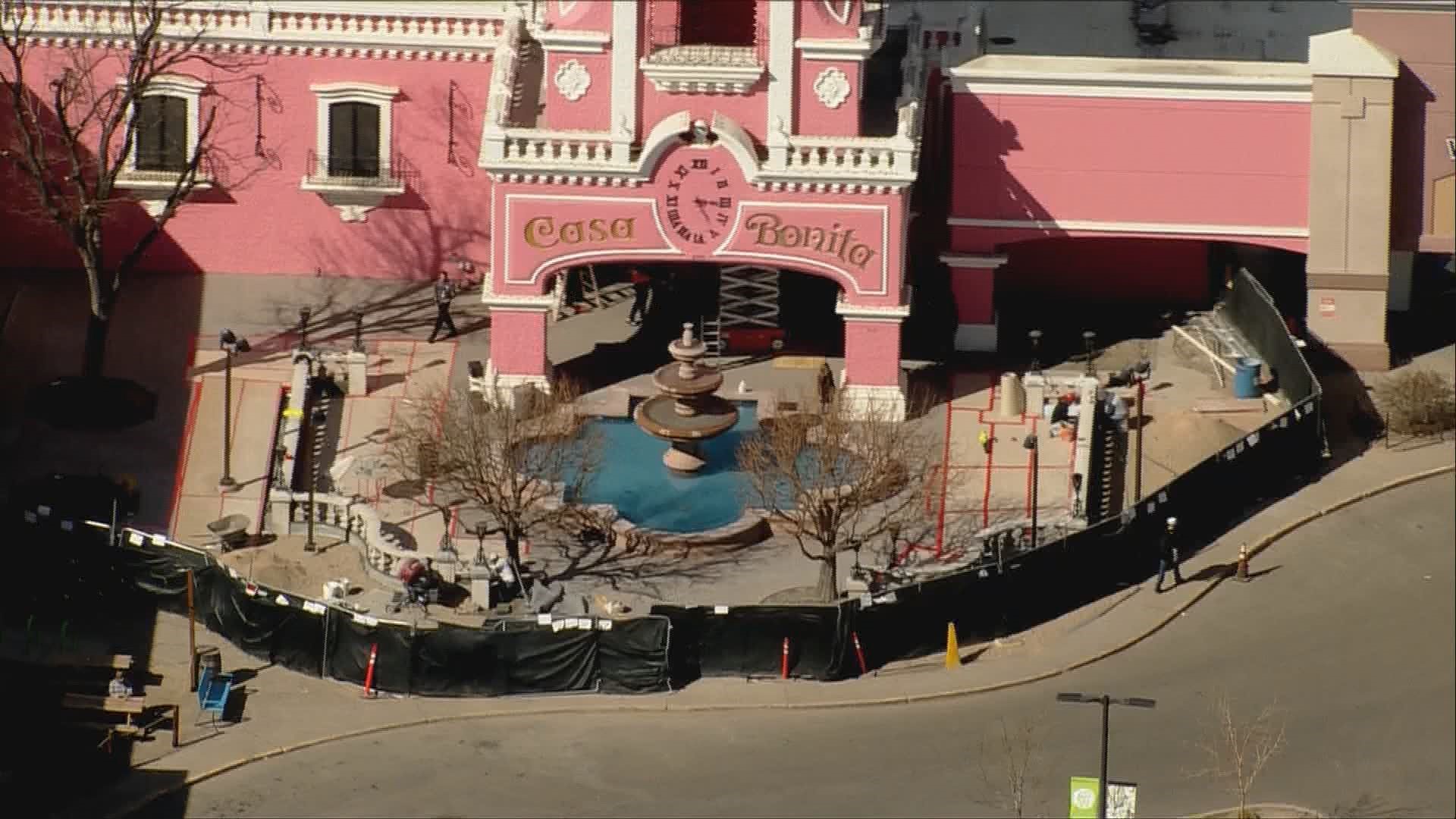 Weeks away from Casa Bonita's expected reopening, the iconic fountain in front of the Lakewood restaurant is once again filled with water.