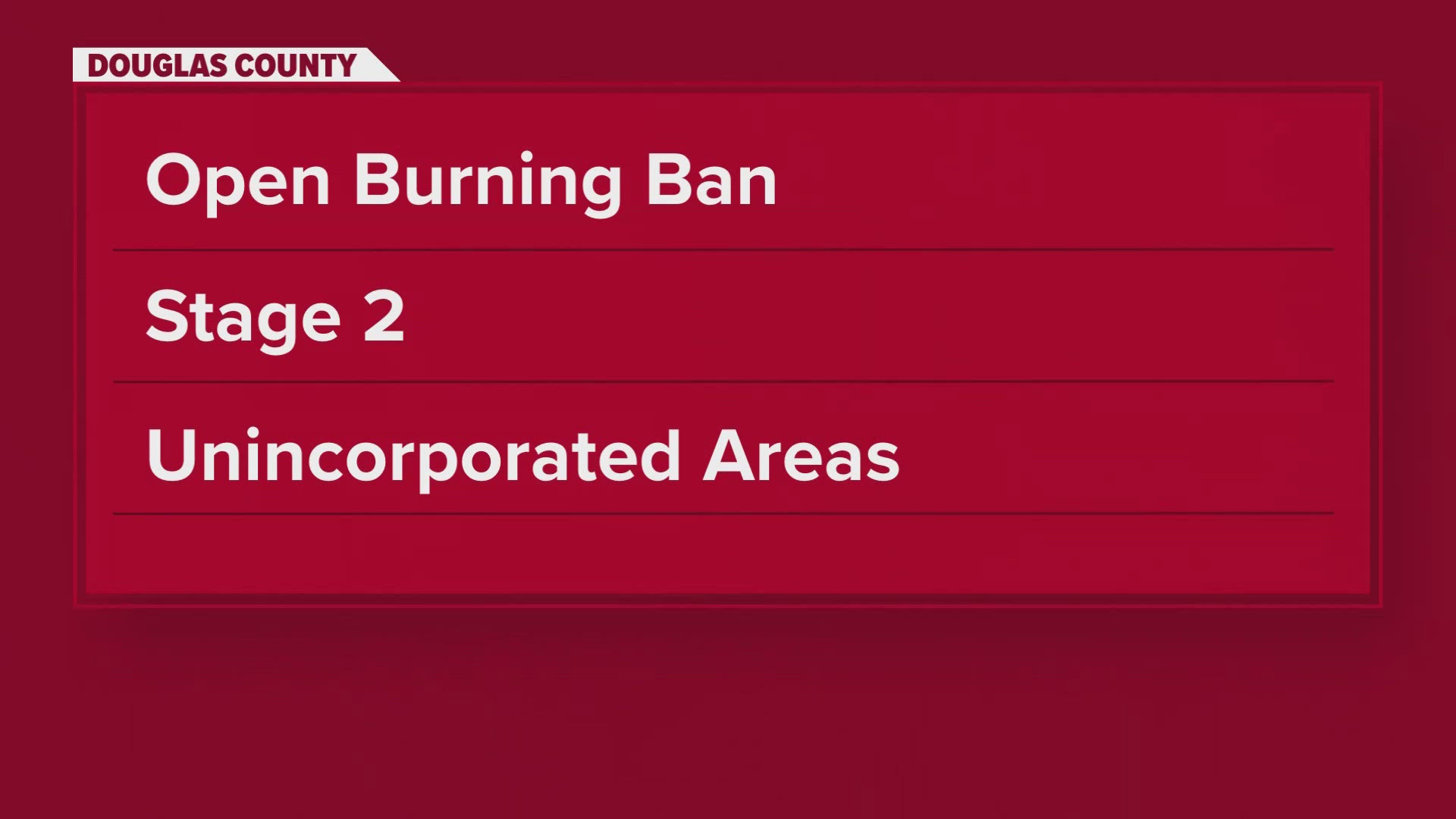 Clear Creek and Douglas County are under fire restrictions for unincorporated parts areas of the county.