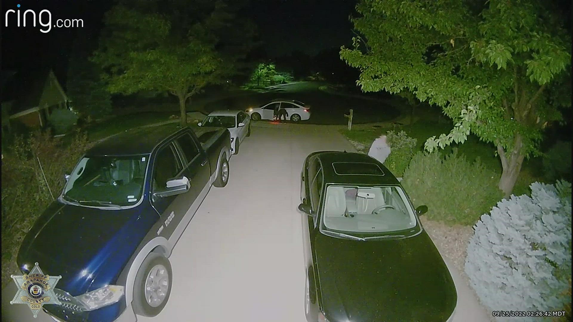 The theft occurred on East Caley Place in Centennial around 2:30 a.m. on Sept. 25.