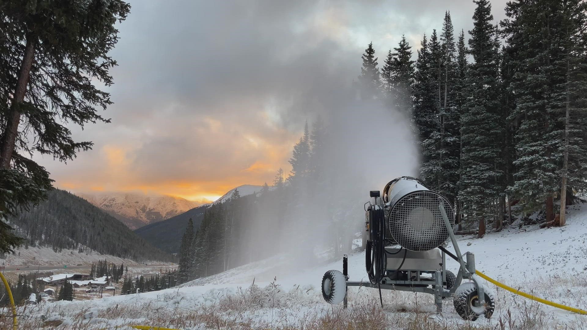 Snowmaking has begun at Loveland Ski Area in Colorado for the 2021-22 season. It typically takes about two weeks for Loveland’s snowmakers to prepare for opening.